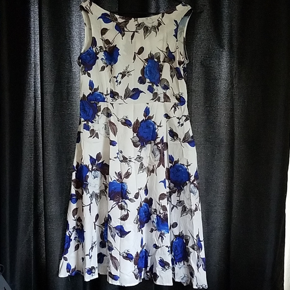 New Blue, Black & White Floral Dress